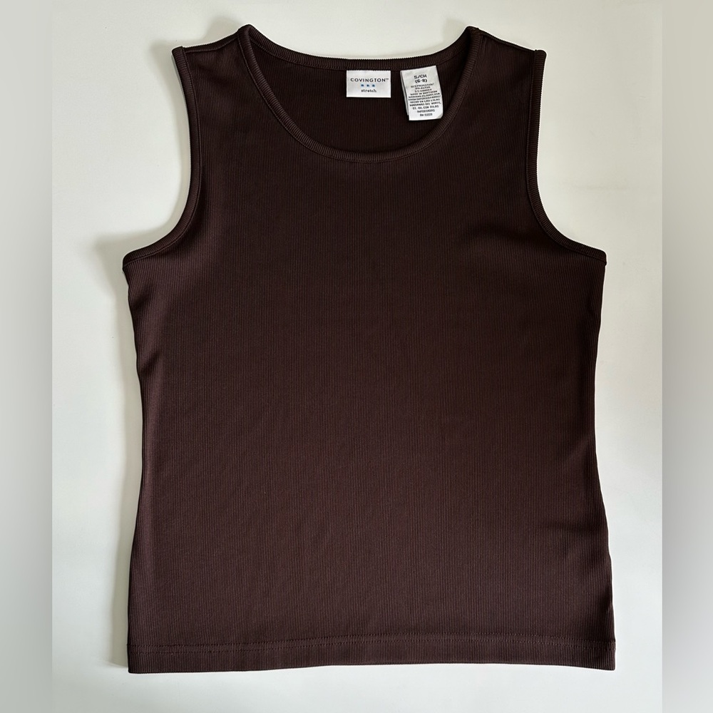 NWOT Covington Women’s Stretch Sleeveless Brown Top made in Northern Mariana Isl